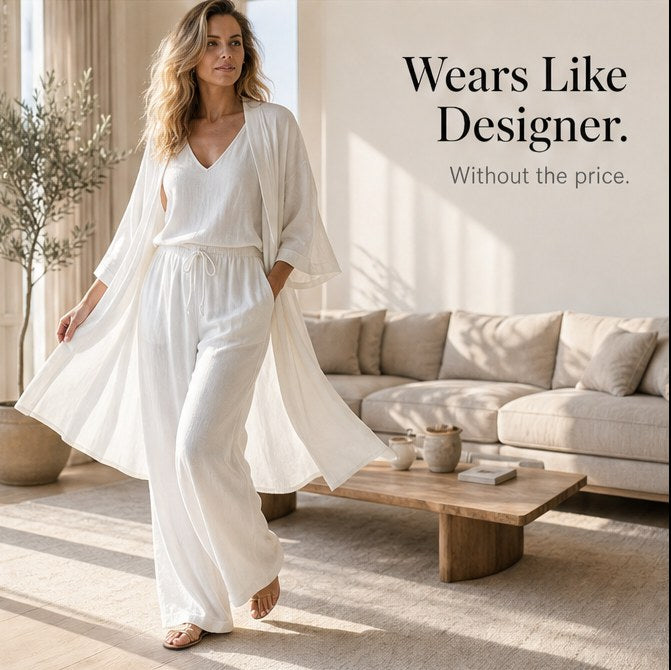Sunniva Women's 3-Piece Loungewear Set Wide Leg Pants