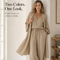 Sunniva Women's 3-Piece Loungewear Set Wide Leg Pants