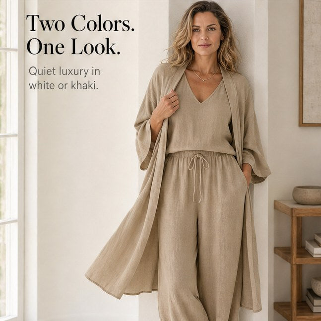 Sunniva Women's 3-Piece Loungewear Set Wide Leg Pants