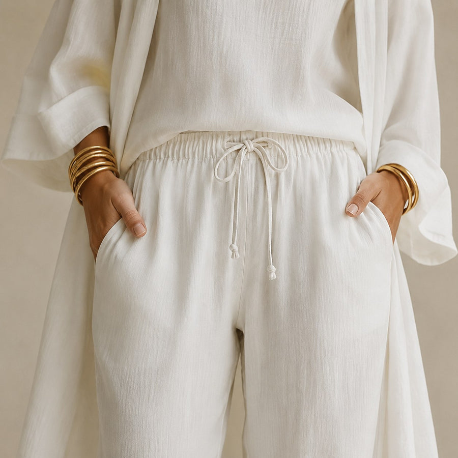 Sunniva Women's 3-Piece Loungewear Set Wide Leg Pants