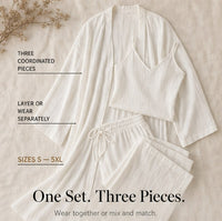 Sunniva Women's 3-Piece Loungewear Set Wide Leg Pants