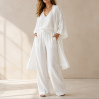 Sunniva Women's 3-Piece Loungewear Set Wide Leg Pants