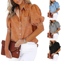 Susanna Casual Denim Blouse with Chest Pocket