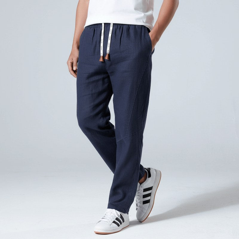 Susanna Linen Trousers in Bleu Marine