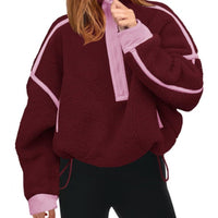 Susanna Sweater with Zip Front in Red