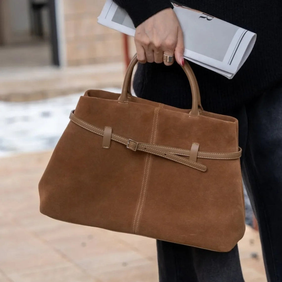 Sutton Suede Tote in Sienna Brown