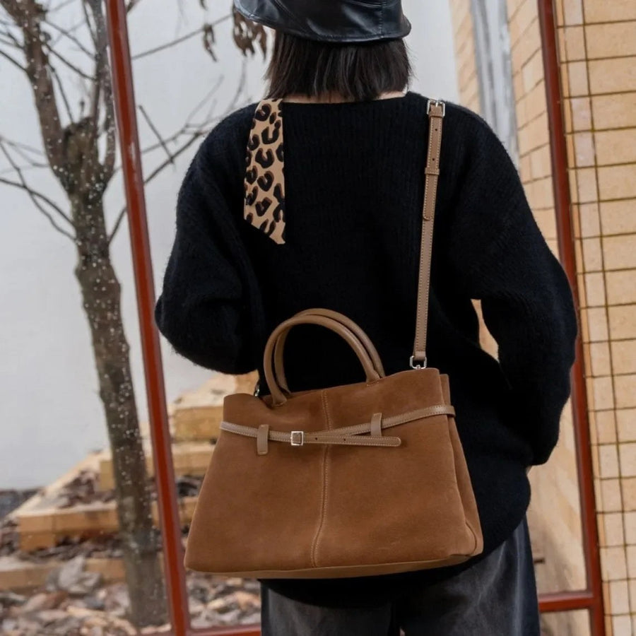 Sutton Suede Tote in Sienna Brown