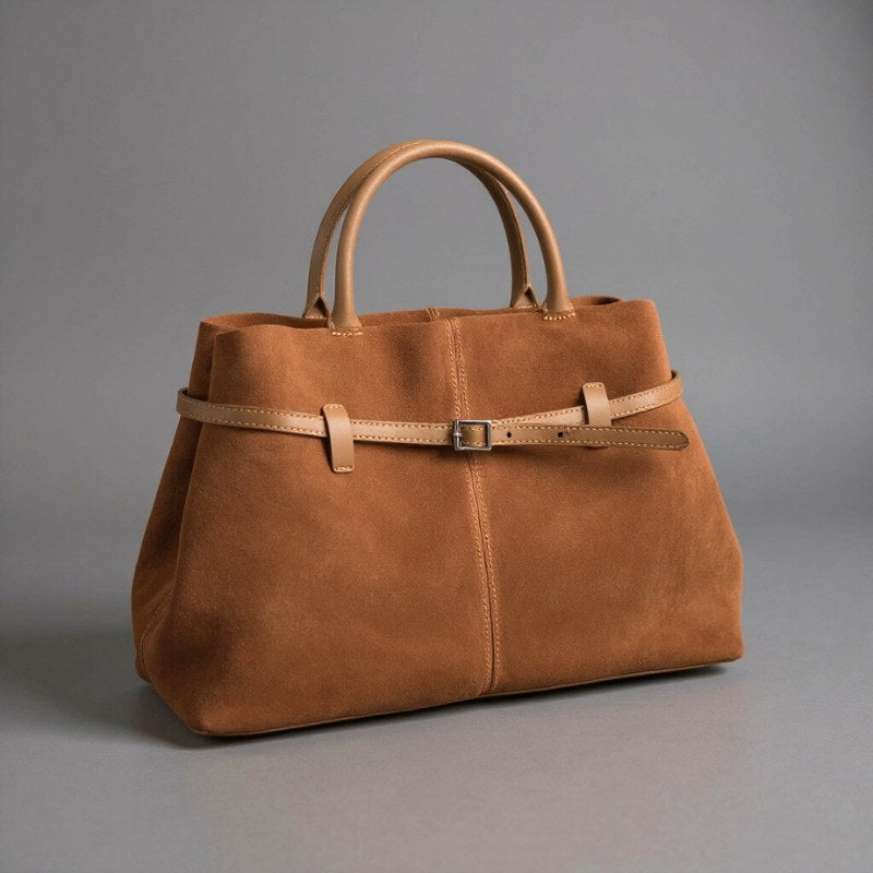 Sutton Suede Tote in Sienna Brown