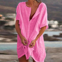 Svea Linen Knit Dress in Pink