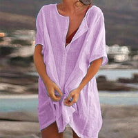 Svea Linen Knit Dress in Purple