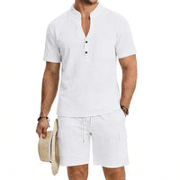 Sven Lightweight Shirt with Short Sleeve and Button Front in White