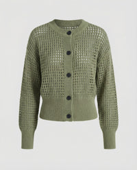 Sybil Airy Knit Cardigan in Military Green