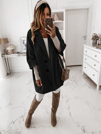 Sybil Casual Coat with Oversized in Black