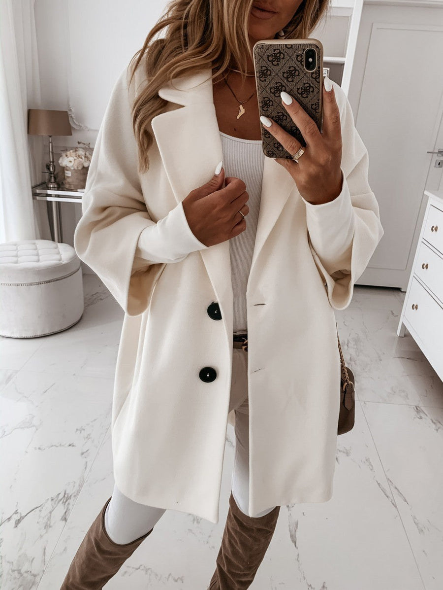 Sybil Casual Coat with Oversized in White