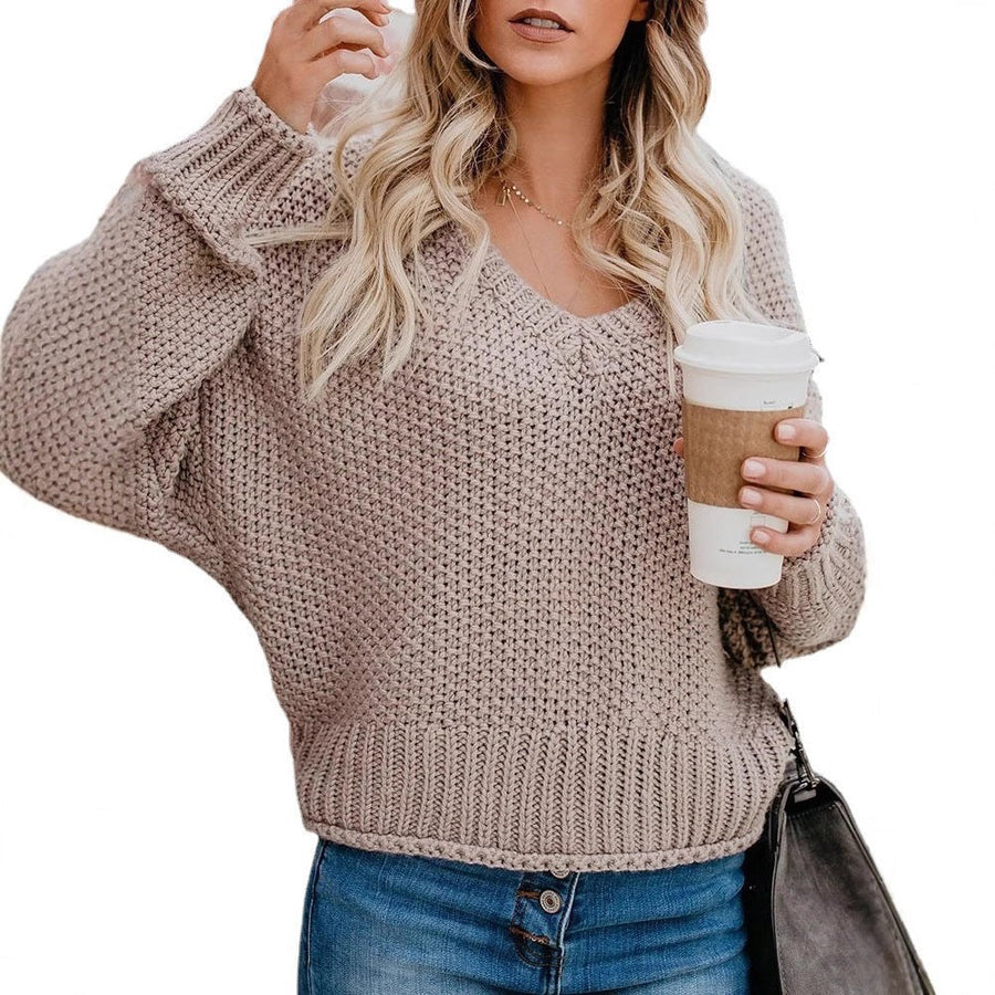 Sybil Casual Knit Sweater with V-Neck