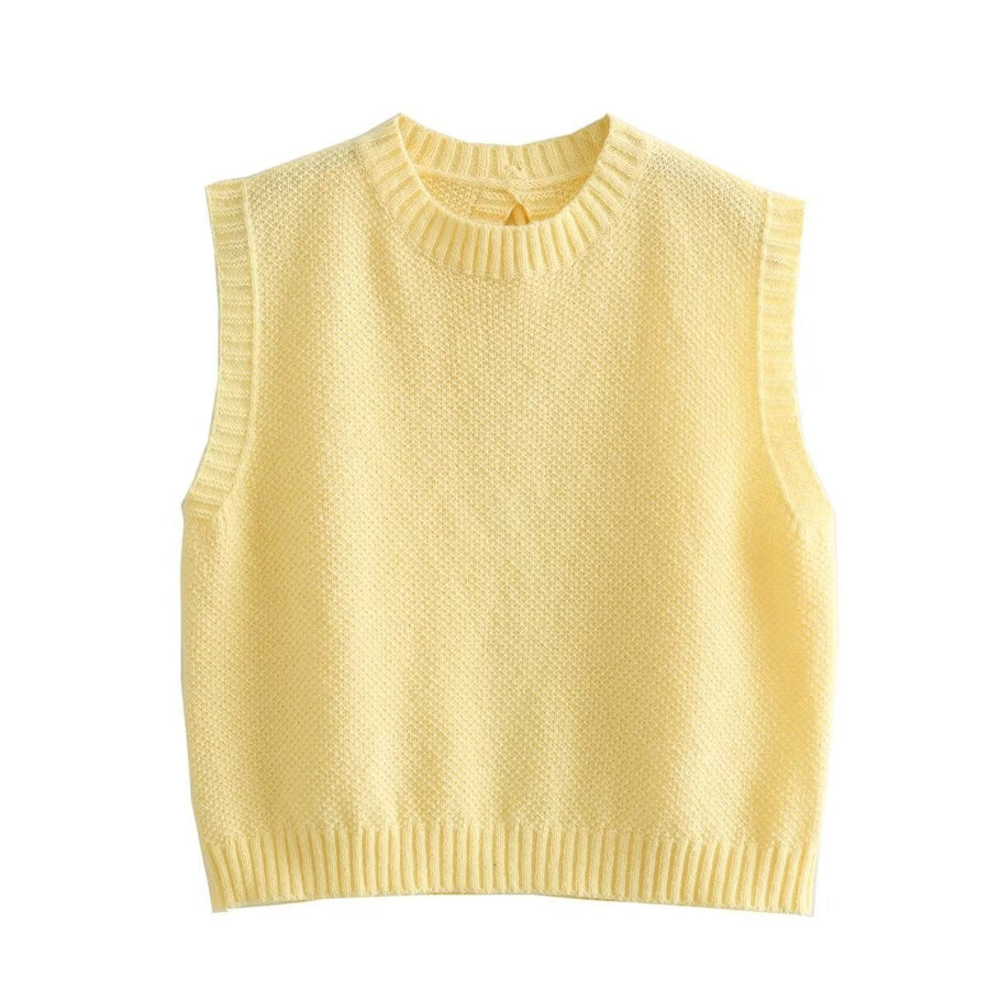 Sybil Knit Top with Sleeveless in Yellow