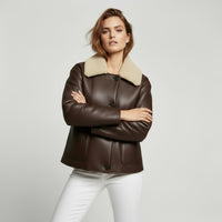 Sydney Shearling Coat in Mahogany