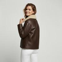 Sydney Shearling Coat in Mahogany