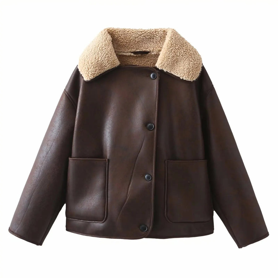 Sydney Shearling Coat in Mahogany