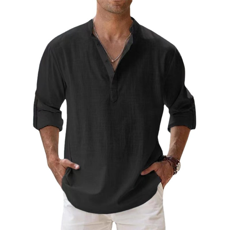 Sylvie Airy Linen Shirt in Black