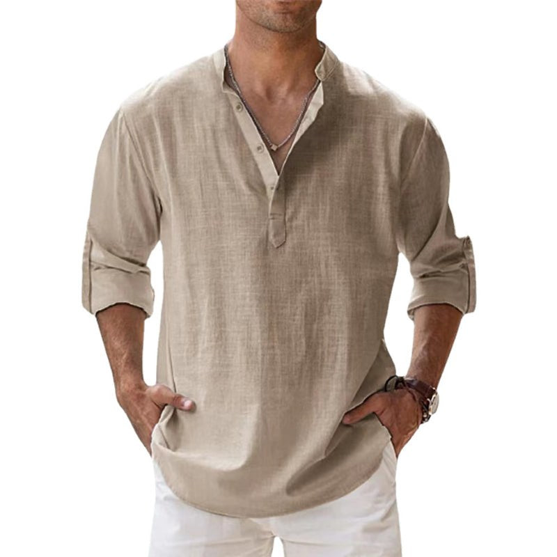 Sylvie Airy Linen Shirt in Khaki