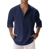 Sylvie Airy Linen Shirt in Navy