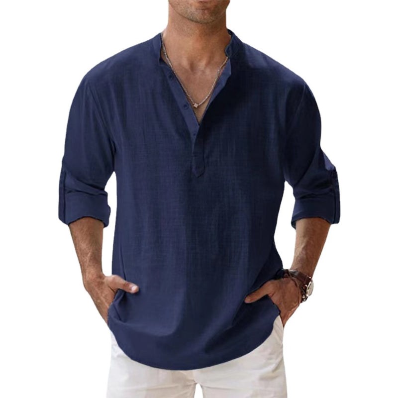 Sylvie Airy Linen Shirt in Navy