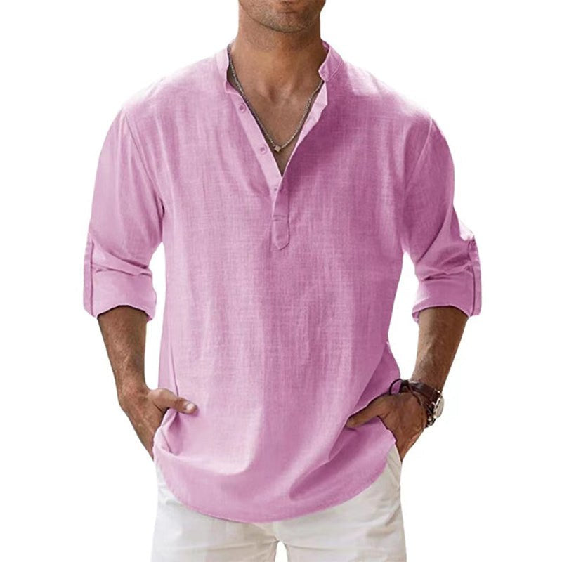 Sylvie Airy Linen Shirt in Pink