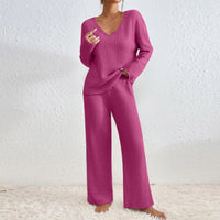 Sylvie Casual Knit Set in Fuchsia