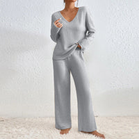 Sylvie Casual Knit Set in Light Grey