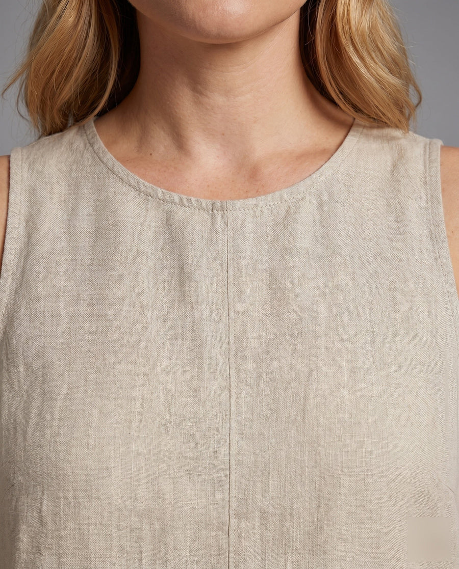 Sylvie Casual Linen Mini Dress with Ruffles