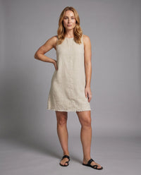 Sylvie Casual Linen Mini Dress with Ruffles