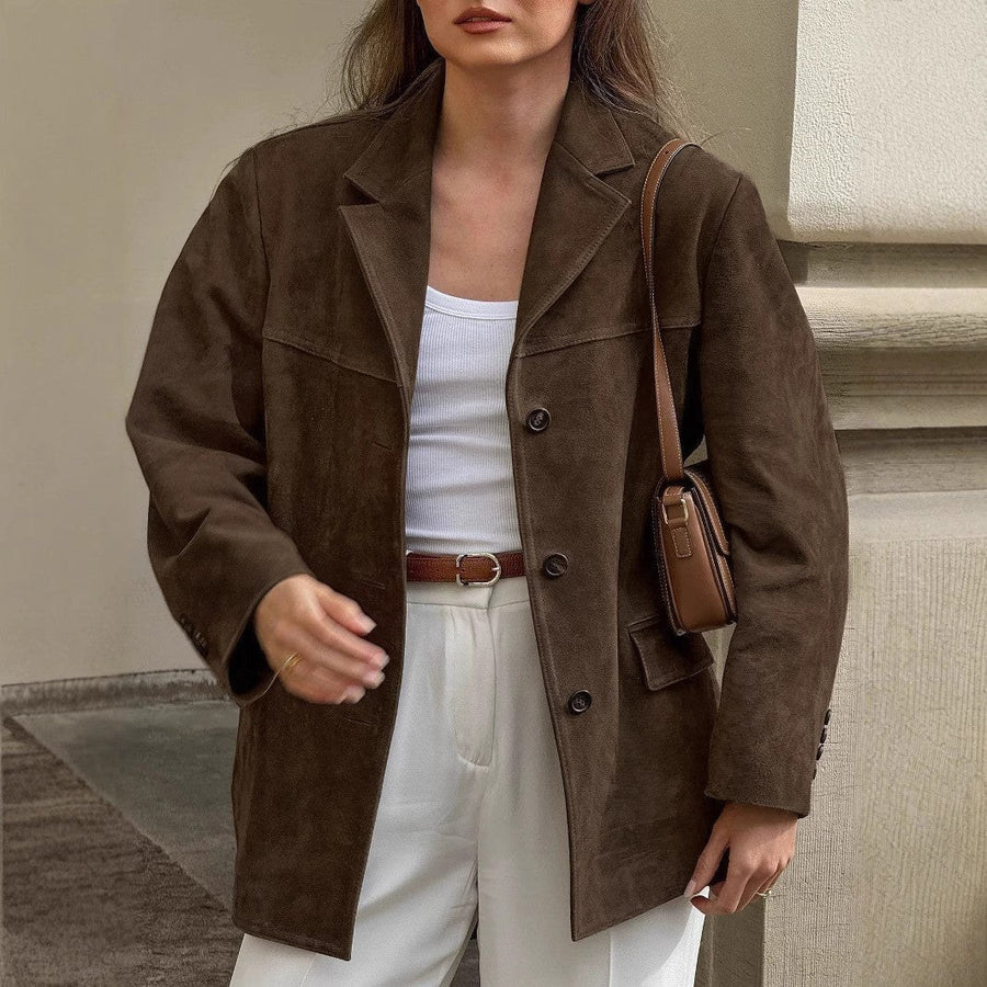 Sylvie Elegant Leather Jacket in Brown