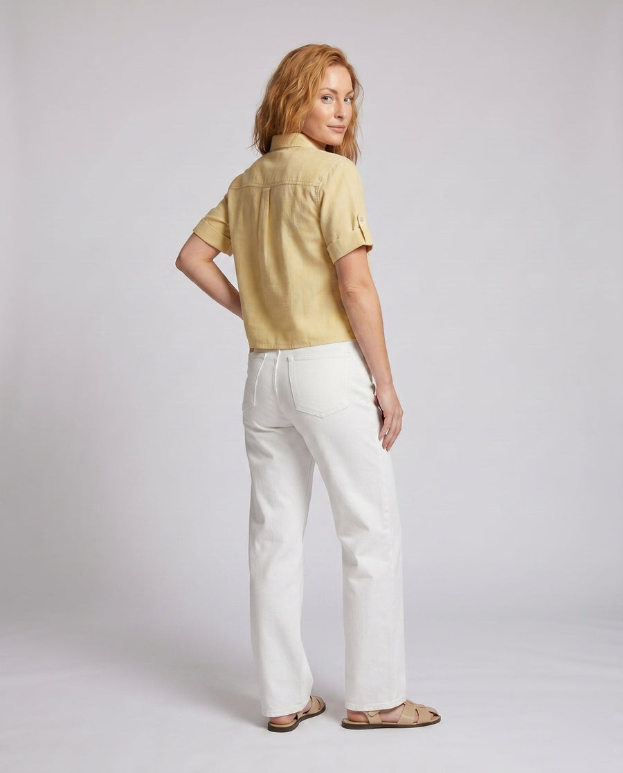 Tabitha Airy Linen Shirt with Button Front and Chest Pocket