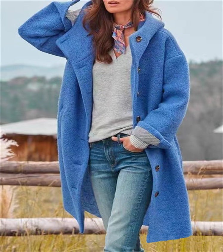 Tabitha Casual Coat with Pockets and Oversized in Blue