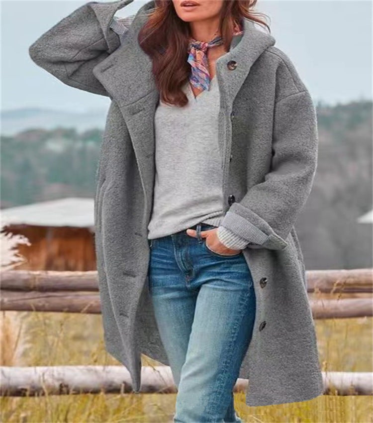 Tabitha Casual Coat with Pockets and Oversized in Grey