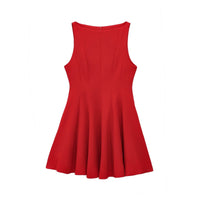 Tabitha Dress with Sleeveless and Zip Front in Red