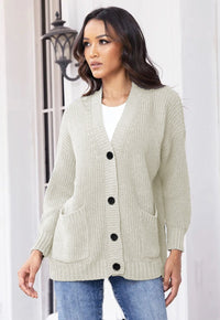 Tabitha Knit Cardigan with Pockets in White