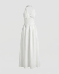 Tabitha Linen Blend Maxi Dress in White