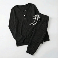Tabitha Women's Ribbed Loungewear Set in Black