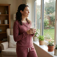 Tabitha Women's Ribbed Loungewear Set in Burgundy