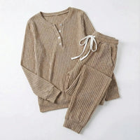 Tabitha Women's Ribbed Loungewear Set in Khaki