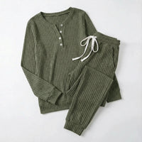 Tabitha Women's Ribbed Loungewear Set in Light Green