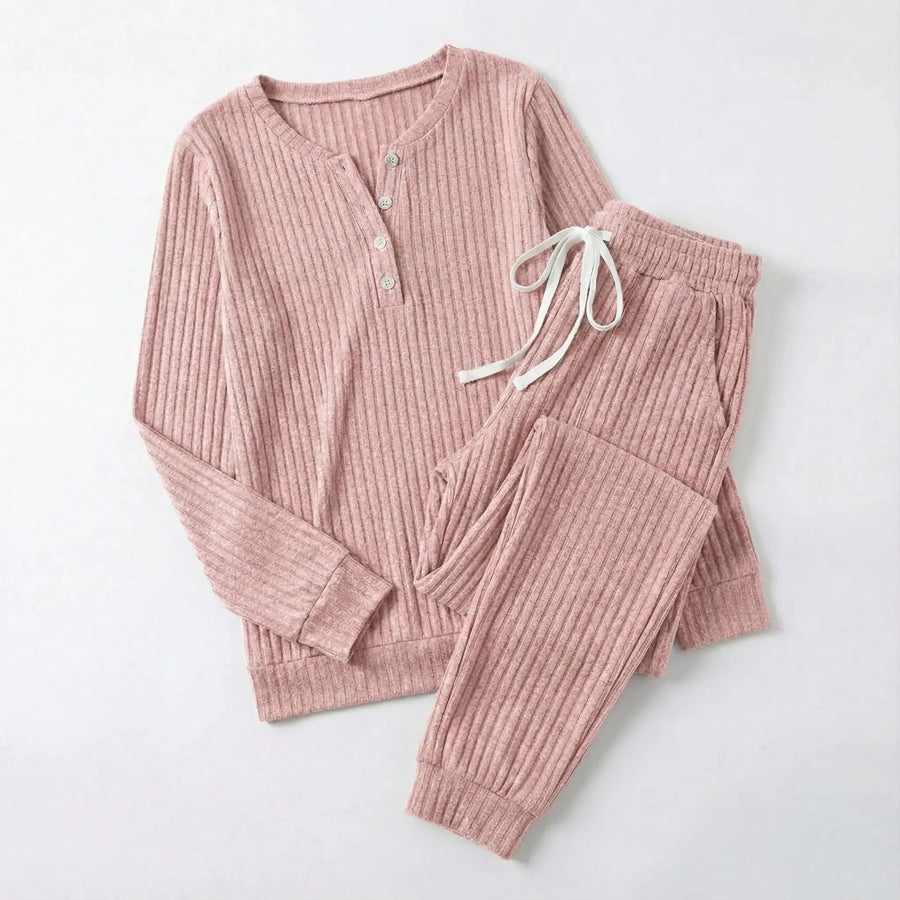 Tabitha Women's Ribbed Loungewear Set in Pink