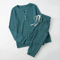 Tabitha Women's Ribbed Loungewear Set in Turquoise