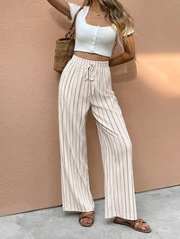 Taini | Women's Striped High Waist Wide Leg Pants