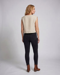 Talia Casual Linen Top with V-Neck and Chest Pocket