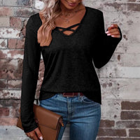 Talia Casual Top with V-Neck and Long Sleeve