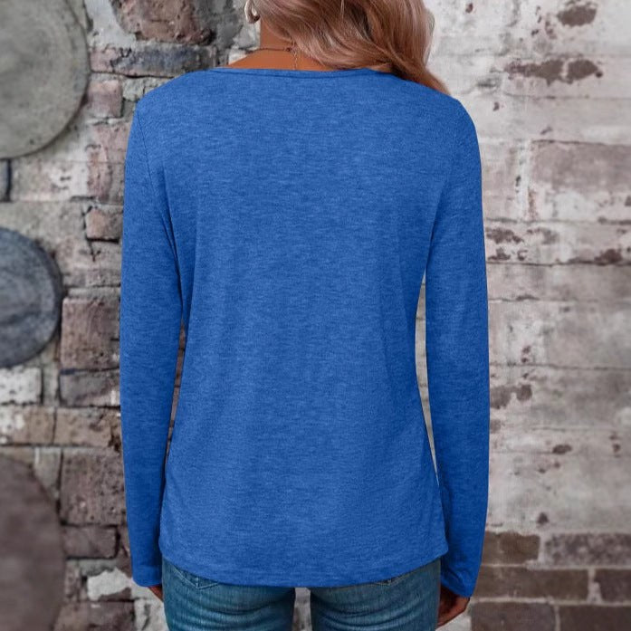 Talia Casual Top with V-Neck and Long Sleeve