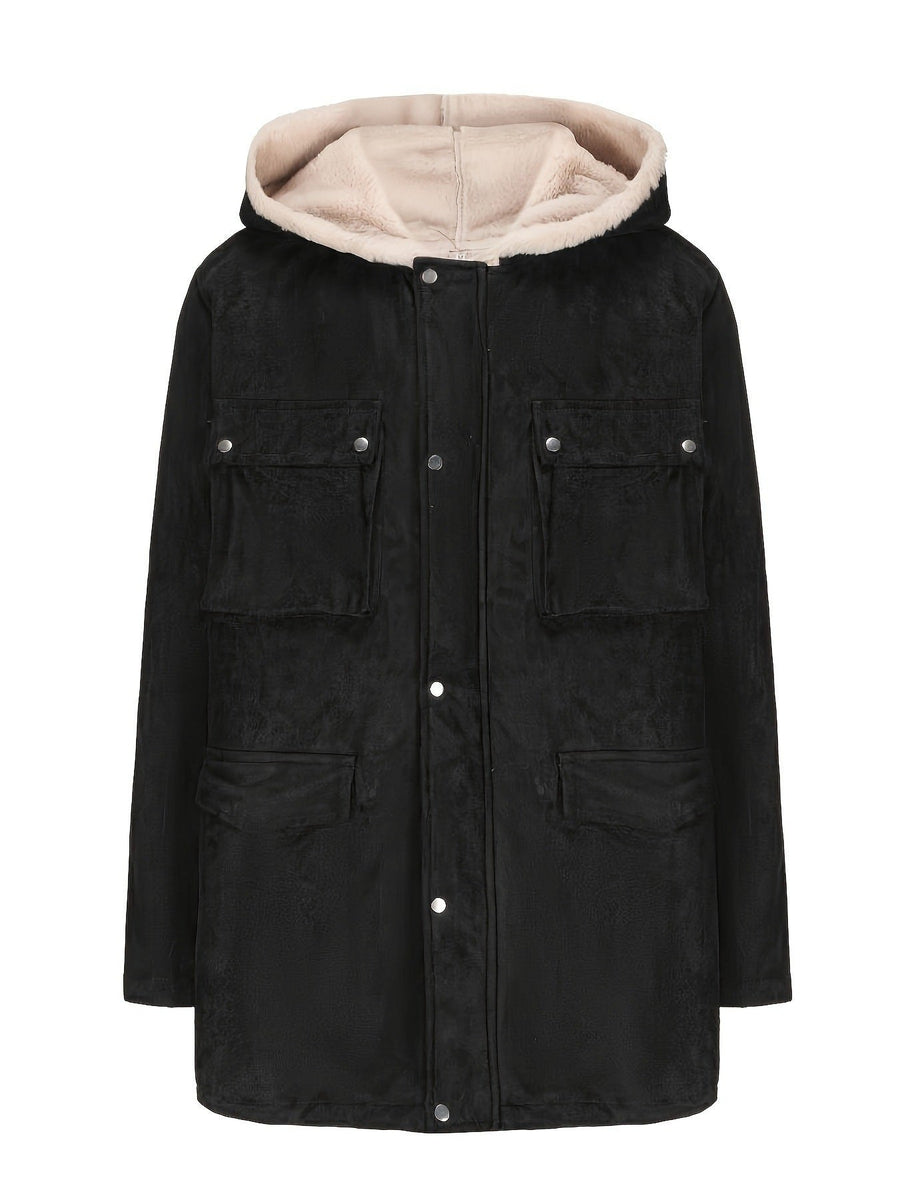 Talia Elegant Jacket with Hood in Black